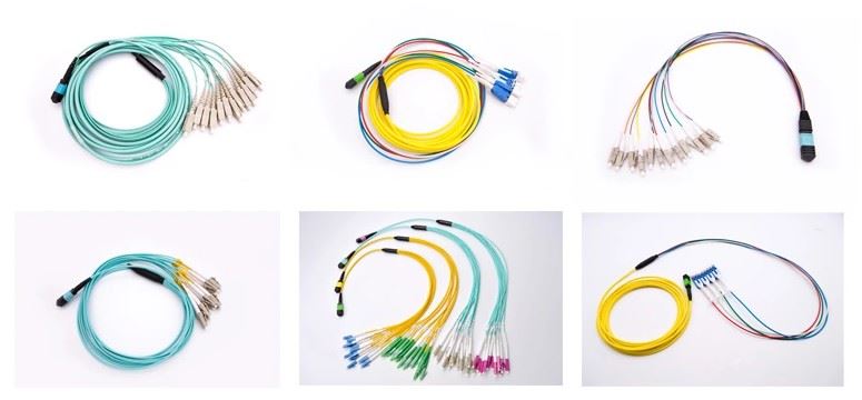 MPO or MTP FAN-OUT PATCH CORD AND HARNESS CABLE OF 12-24-36-48-72-96-144 FIBERs